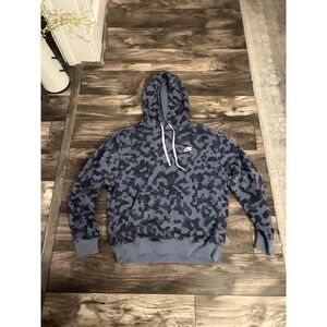 Mens Size Medium Nike Center Swoosh Blue Hoodie Embroidered Logo‎ Y2K 582